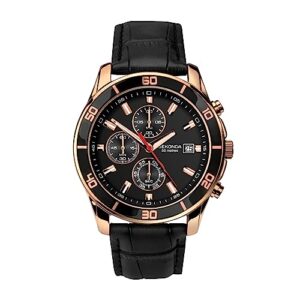 Sekonda Men's Quartz Watch with Black Dial Chronograph Display and Black Leather Strap 1051.27