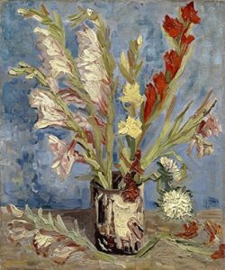 Wieco Art Vase with Gladioli and China Asters by Van Gogh Famous Oil Paintings Reproduction Modern Floral Giclee Canvas Prints Artwork Abstract Flowers Pictures on Canvas Wall Art for Home Decorations