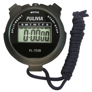 PULIVIA Sports Stopwatch Timer Lap Split Digital Stopwatch with Clock Calendar Alarm