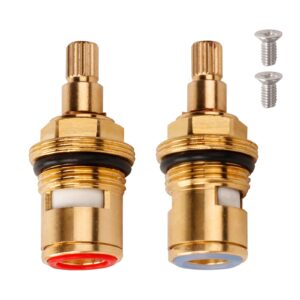 ACHANFLY 2PCS Mixer Tap Valve Cartridge Replacement 1/4 Turn 1/2" Tap Gland Universal Ceramic Valves with 2 Screws for Kitchen Bathroom Faucet Bath Bid Tap Parts