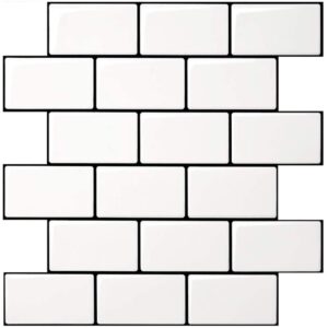 Art3d 2.5mm Thickness Stick on Tiles Subway Peel and Stick Wall Tile Backsplash for Kitchen and Bathroom (10 Tiles