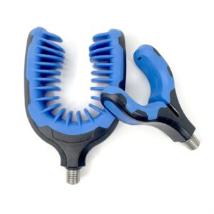 YOTO 2PCS Rod Rest U-Shape Fishing Accessories Holders Plastic Rubber Butt Rests/Back Rests for All Types of Fishing Rod(blue-mix)