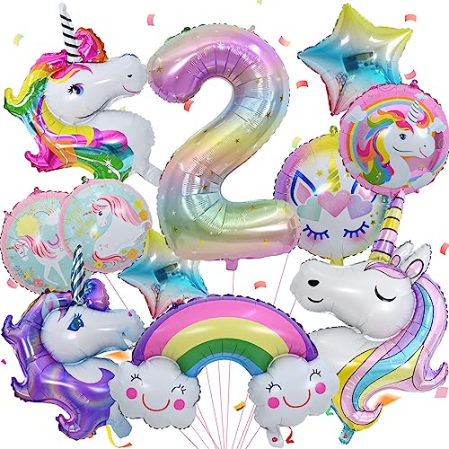 Unicorn Balloons 2nd Birthday Decorations for Girls