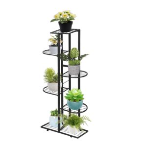 Supernic Plant Stand Metal Flower Pot Holder 6 Tiers 7 Potted Multiple Indoor Outdoor Display Rack Shelf for Corner Tall Flower Holders for Patio Garden Living Room Balcony Bedroom (Black)