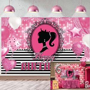 Princess Backdrop for Girl Birthday Party 7x5FT Pink Princess Theme Photography Backdrop Girls Princess Birthday Party Decorations Photo Props