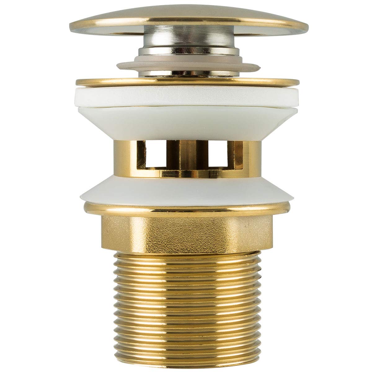 Basin Sink Waste Slotted Pop Up Click Clack Sprung Plug with Overflow for Bathroom Sink Tap Frap