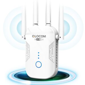 QLOCOM WiFi Extender Booster Blazing-Fast 1200Mbps WiFi Booster Range Extender Dual Band 5GHz & 2.4GHz Wireless Internet Booster Long Range with 2600 Sq.Ft Wider Coverage