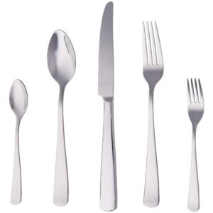 Amazon Basics 20-Piece Stainless Steel Flatware Set with Square Edge