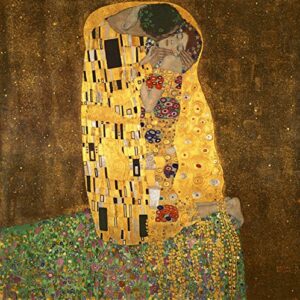 Wieco Art - The Kiss by Gustav Klimt Famous Oil Paintings Reproductions Gallery Wrapped Modern Giclee Canvas Prints Artwork Pictures on Canvas Wall Art for Living Room Bedroom Home Decorations