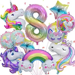 Unicorn Balloons 8th Birthday Decorations for Girls