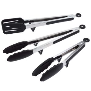 3 Pack Kitchen Tongs with Resting Gadget