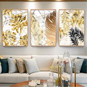 Verve Jelly Leaves Canvas Prints No Frame Wall Art Abstract Watercolor Pictures Paintings for Living Room Bedroom Home Decorations 3 Piece Modern Artwork Abstract Paintings Decor