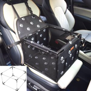 GoBuyer Waterproof Pet Dog Car Seat Booster Carrier with Seat Belt Harness and Headrest Strap for Puppy Ca