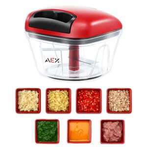 AEX Manual Food Processors Multi-Function Chopper Garlic Press Pull Vegetable Chopper Shredder hand pull food chopper Blender Suitable for Onions Gingers Peppers Fruits Mincing