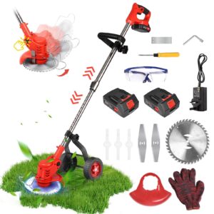ESHUNQI Cordless Strimmer 650W Equipped with Auxiliary Wheels