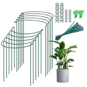 Humbgo Garden Metal Plant Support Stakes - 10 Pcs 25x40cm Half-Round Garden Plant Stakes Plant Support Ring Cage for Peonies Vegetables Tomatos Hydrangea Rose Outdoor Indoor Plant Climbing