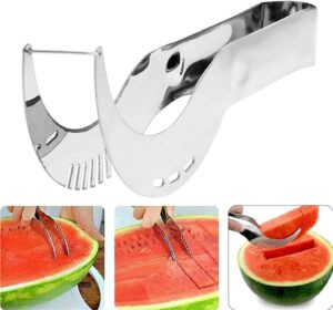 Watermelon Slicer Cutter Stainless Steel Fruit Carving Slice Cutt shapes Cantaloupe Melon Kitchen Knife Multifunction Tool Useful and Smart Kitchen Gadge