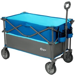 PORTAL Deeper Festival Trolley Folding Garden Beach Camping Larger Capacity Pull along Cart Collapsible Wagon with Wheels Heavy Duty Foldable Picnic Trailer Hand Truck