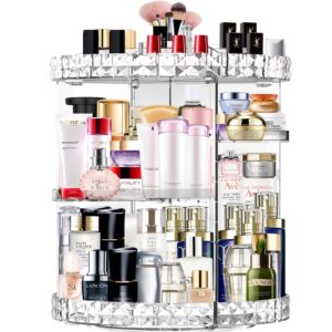 Miserwe Makeup Organiser 360 Degree Rotating 7 Adjustable Layers Large Capacity Cosmetic Organiser Transparent Make Up Organisers and Storage