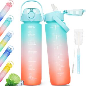 AOHAN Water Bottles 1L BPA Free Tritan Sport Drinking Bottle with Straw