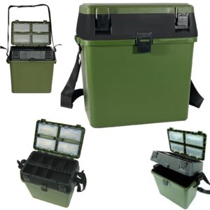 Crystals Fishing Tackle Box with Padded Seat & Straps