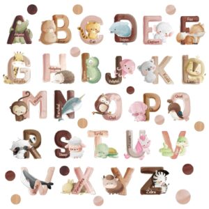 Baby Wall Stickers for Nursery Decor Safari Animals Wall Decals Animal Alphabet ABC Wall Decals Peel and Stick Removable Wallpaper for Kids Boys Girls Bedroom Living Room Classroom Wall Art Home Deco