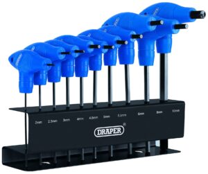 Draper 33869 Metric T-Handle Hexagon Allen Key Tool Set with Rack
