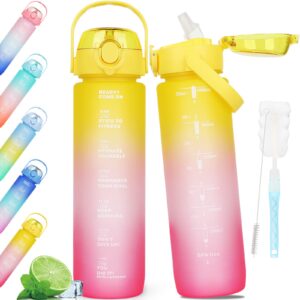 AOHAN Water Bottles 1L BPA Free Tritan Sport Drinking Bottle with Straw