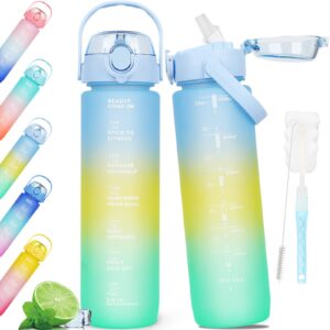 AOHAN Water Bottles 1L BPA Free Tritan Sport Drinking Bottle with Straw