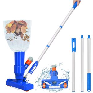 130cm Pool Vacuum Cleaner Head with Brush - 3 Detachable Spiral Interface Aluminum Pole
