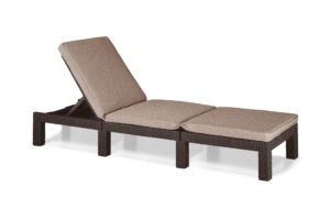 Allibert by Keter Daytona Deluxe Outdoor Garden Sun lounger - Brown with Taupe Cushio