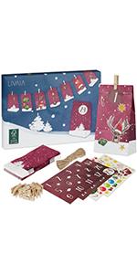The LIVAIA DIY Advent calendar with colourful paper bags and stickers.