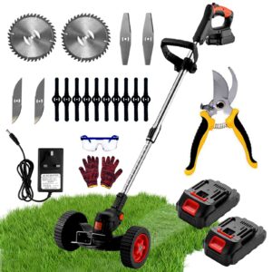 Grass Trimmer Strimmers Cordless with 24V Battery & Fast Charger & Spare Blades