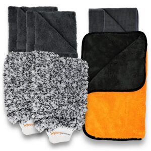 Hyper Detailing® Car Cleaning Kit | Professional Microfibre Washing & Valeting Accessories | 2 x Large Wash Mitt