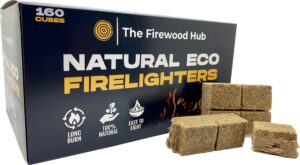 160 Eco-Friendly Natural Wood Firelighters - Sustainable Wood Fiber Fire-starters Perfect for Wood Burners
