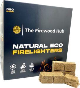 320 Eco-Friendly Natural Wood Firelighters - Sustainable Wood Fibre Fire-starters Perfect for Wood Burners