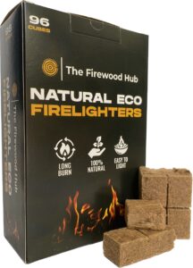 96 Eco Friendly Natural Wood Firelighters - Sustainable Wood Fibre Fire starters