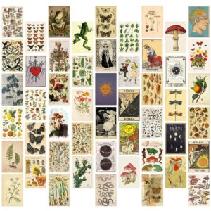 GROBRO7 50Pcs Vintage Botanical Wall Collage Kit