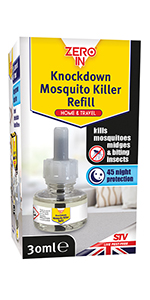 zero in, knockdown, mosquito killer, insects, mosquitoes, biting, flying, holiday, plug-in, refill