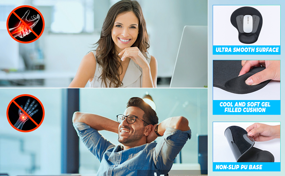 Ergonomic Mouse Mats, Mouse Pads With Comfortable And Cooling Gel Mouse Mat Wrist Support