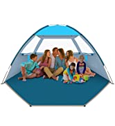 COMMOUDS Beach Tent for 4-5 Person, UPF 50+ Family Beach Shade Tent, Lightweight, Easy Set Up and...