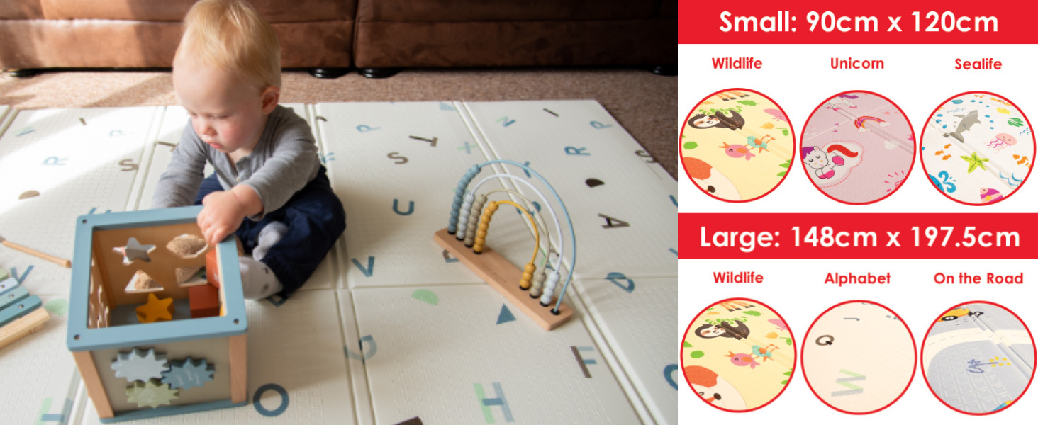 folding nursery mats available in 2 sizes and various patterns