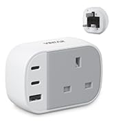 [1-pack] VINTAR Double Plug Adaptor with 2 USB, 2 Way Plugs Extension Multi Sockets Wall Charger ...