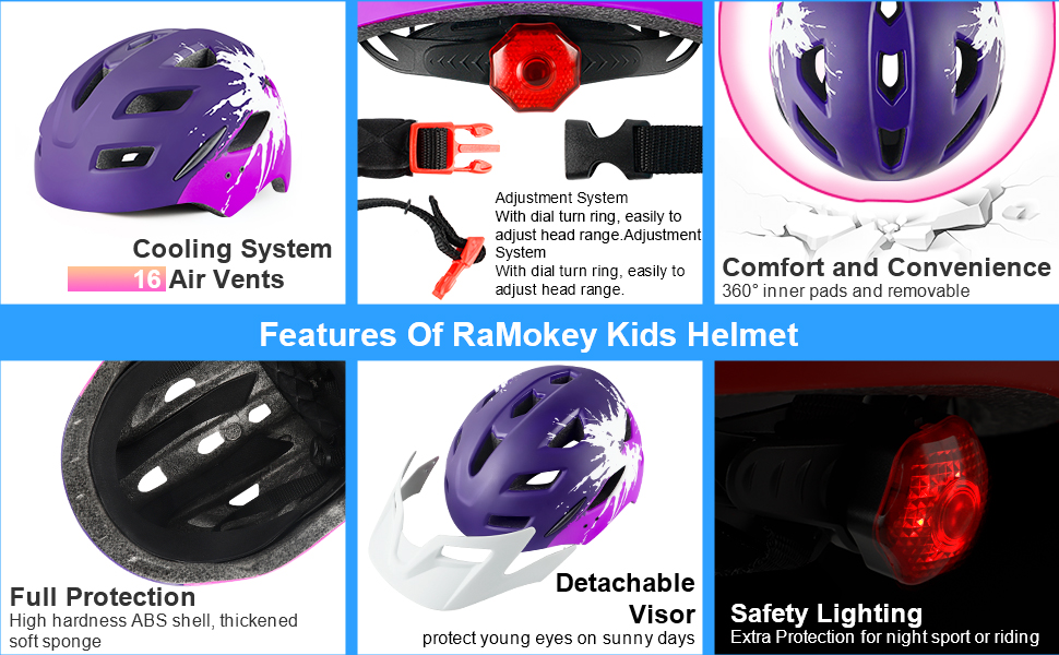 RaMokey Kids Helmet, Lightweight Bicycle Helmet