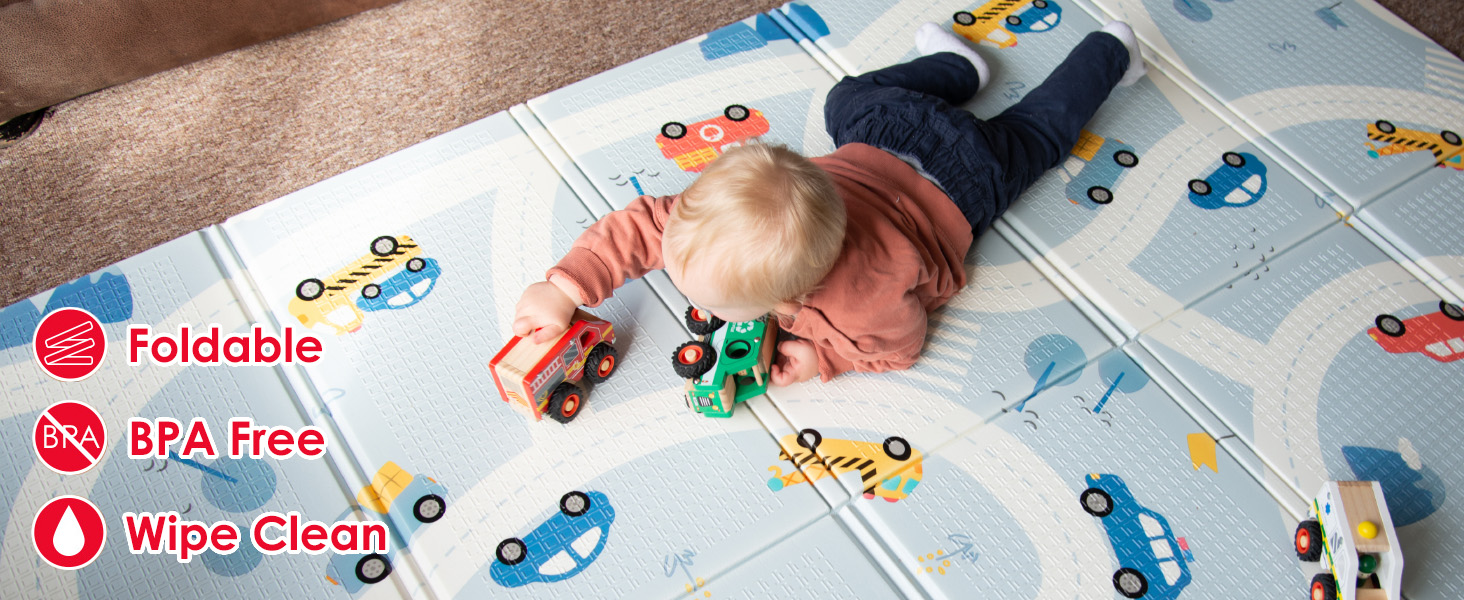 foldable, wipe clean and BPA free children's nursery mats