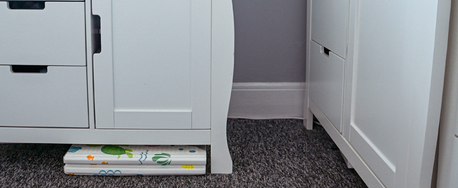 xpe kids tummy time mat folds away to stow under furniture between uses