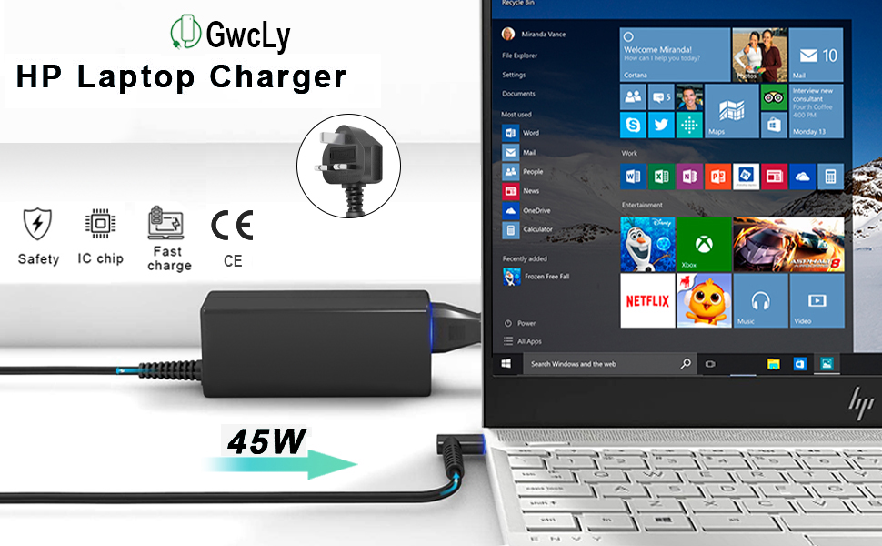 hp laptop charger 45w