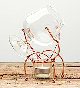 Bar Amigos Brandy & Cognac Snifter Warmer Glass and Stand Gift Set with Tea Light Candle & Copper...