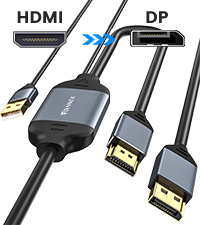 8K HDMI to DisplayPort Adapter, Active HDMI 2.1 to DP 1.4 Converter with USB Power, 8K@30Hz 4K@120Hz