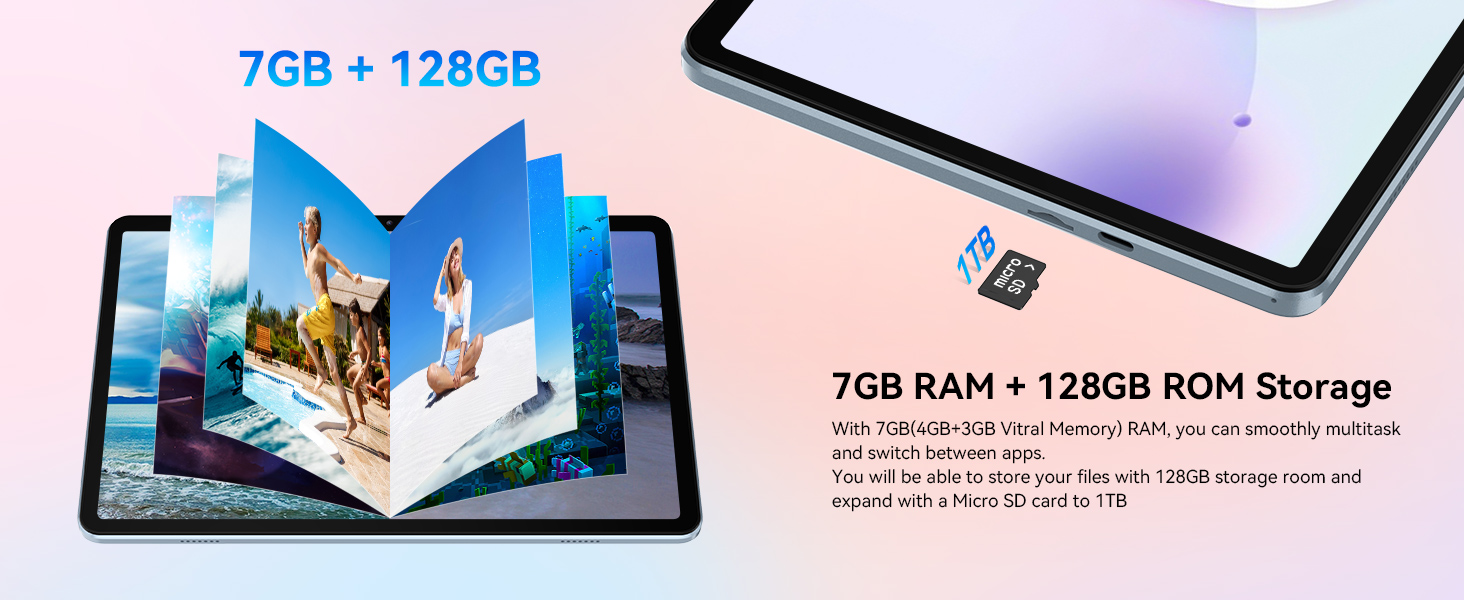 7GB (4+3) RAM, easily run multiple applications